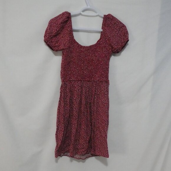 HOLLISTER CALIFORNIA - Regular | xs | Red Floral Puff Sleeve Mini Dress - Picture 2 of 14